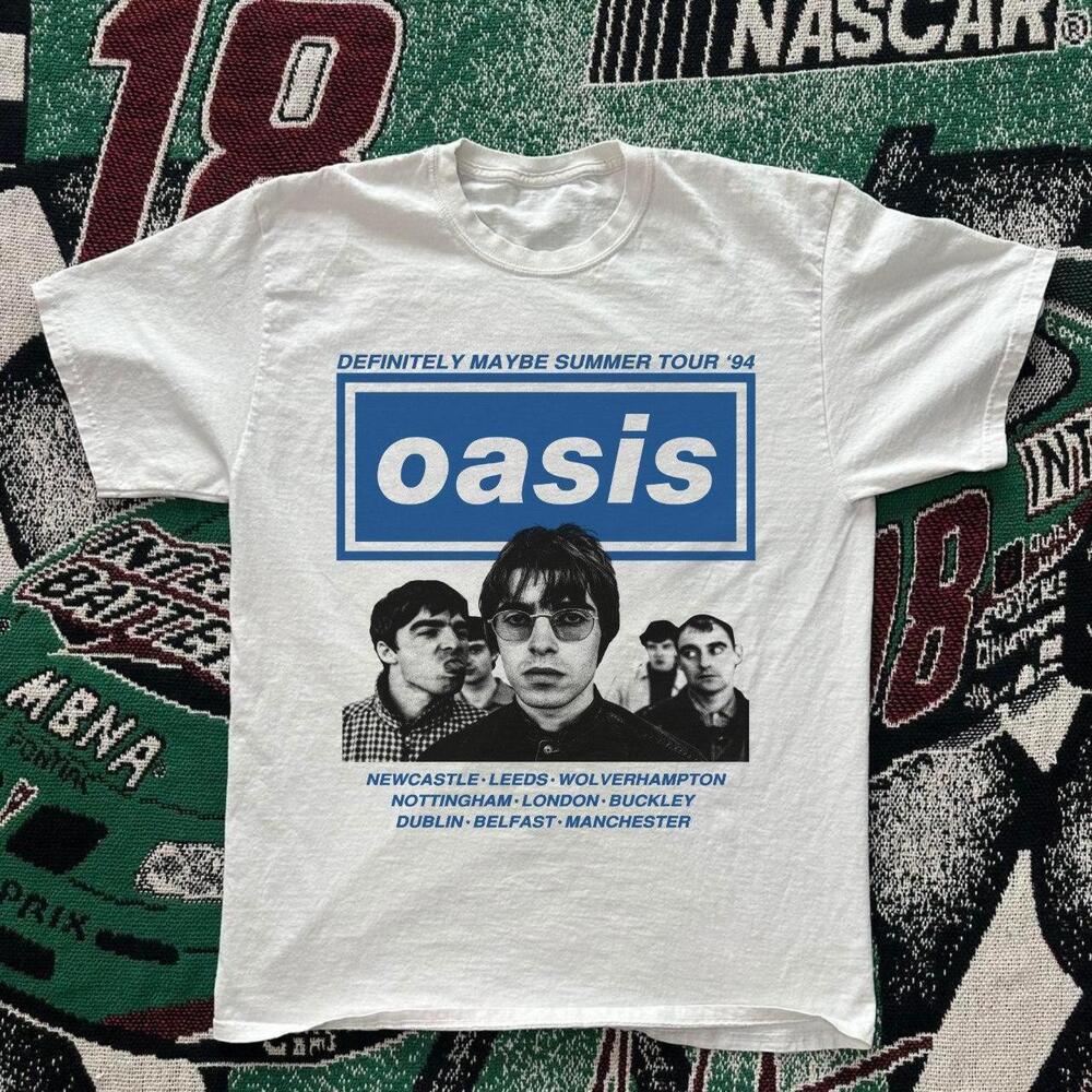 Oasis Definitely Maybe Summer Tour 94 Gallagher Retro White T-Shirt